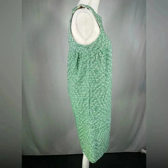 ODEEH Dress Green Cream Tweed Sleeveless Shift Size XS NWT Racerback Pockets - Picture 8 of 16